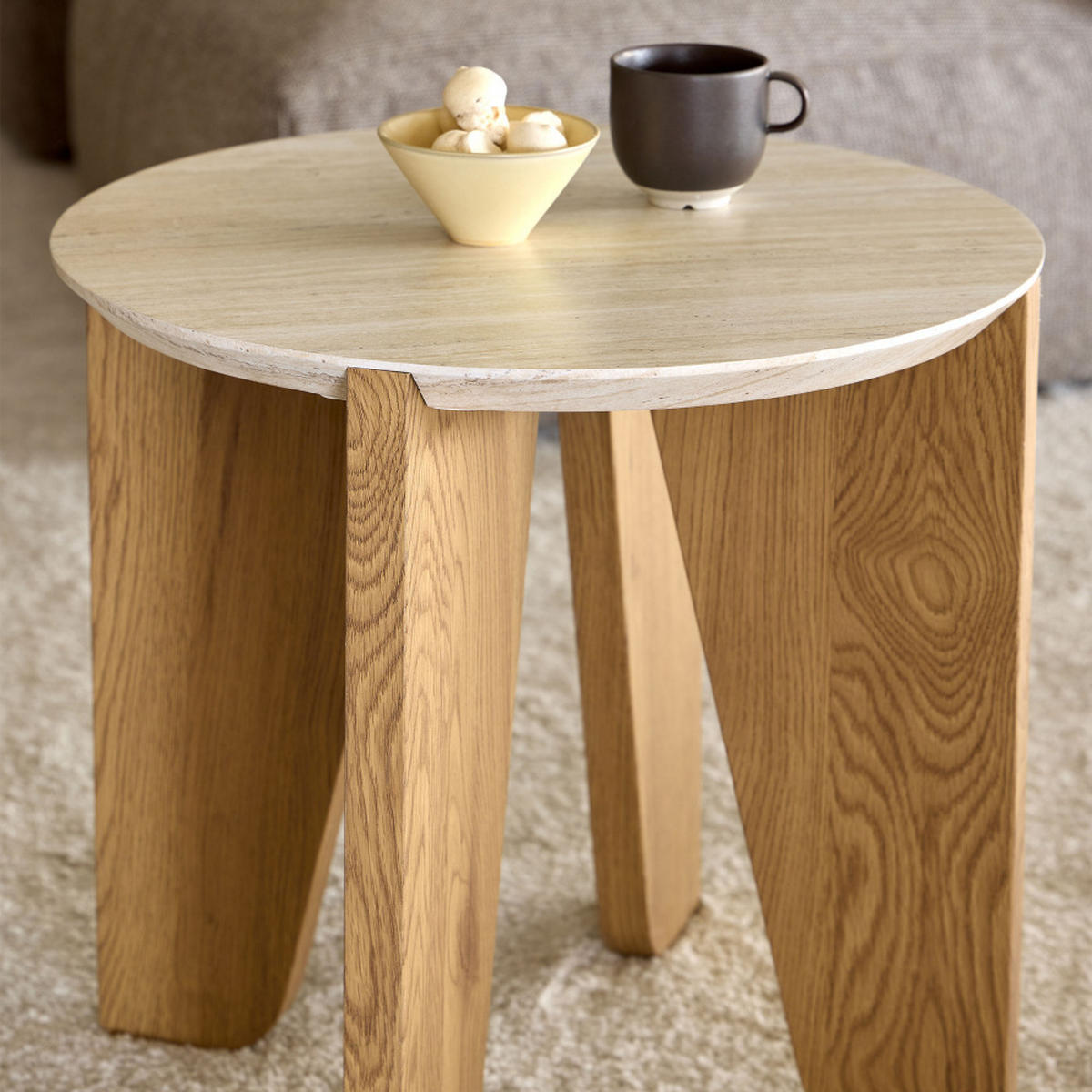 BEISTELLTISCH - Travertin - Beige - Einzelstück - Beige, Holzwerkstoff (50/50/50cm) - Drawer