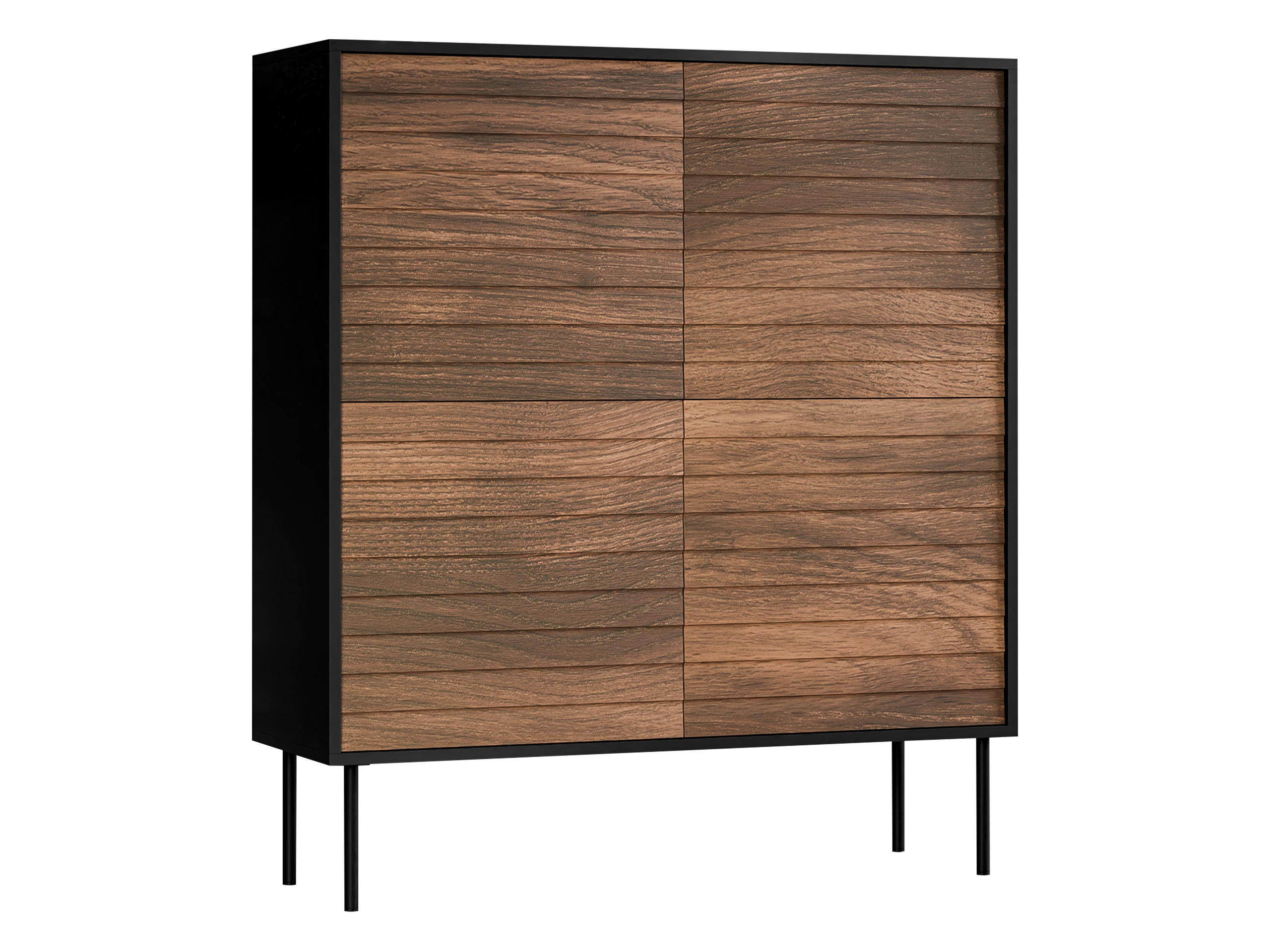 TÜRKOMMODE Cortina 100 4D - Schwarz/Braun, Holzwerkstoff/Metall (102/118/40cm) - MIRJAN24