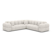 COUCH Monteverde L-Form Weiß Bouclestoff - Weiß, Textil (253/253cm)