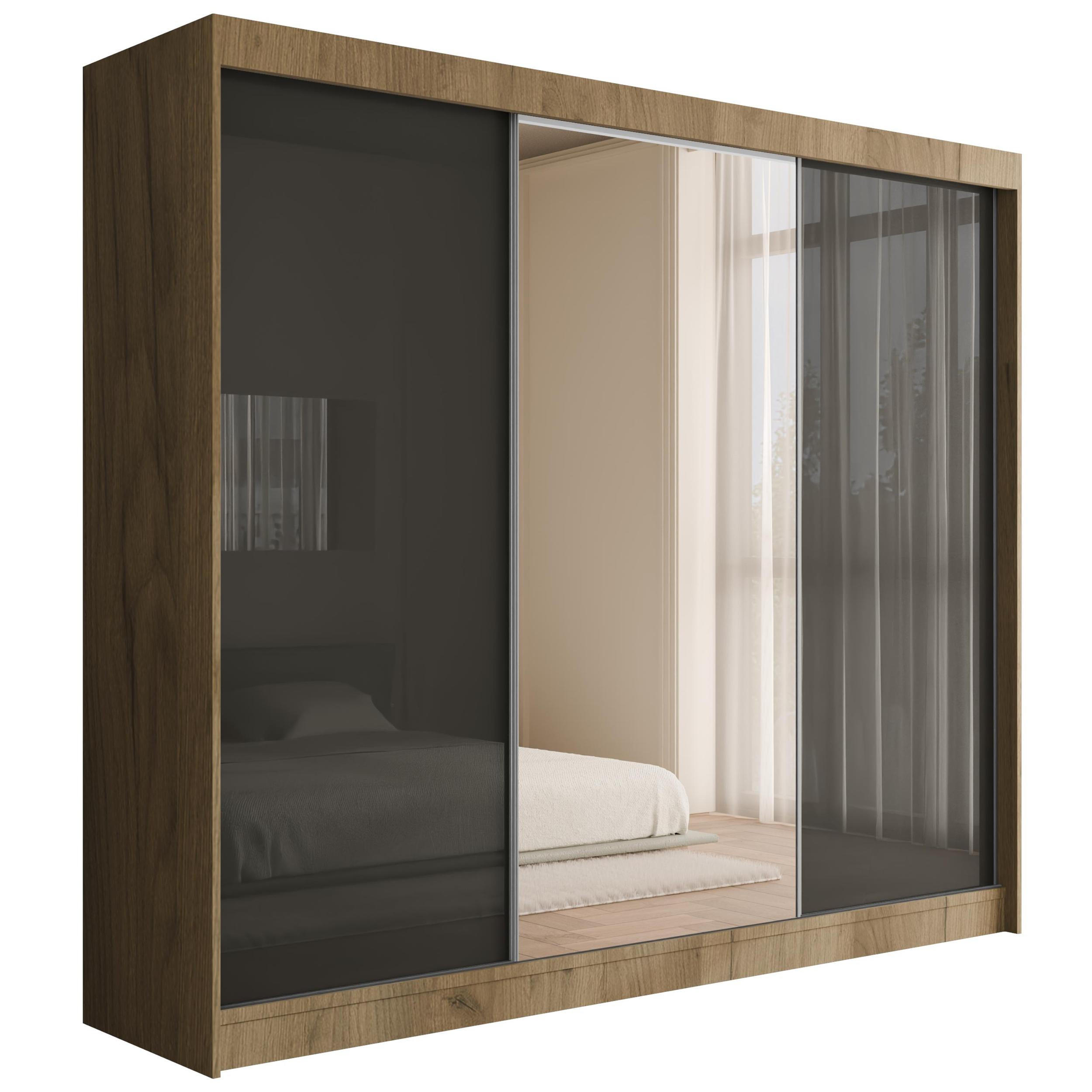 KLEIDERSCHRANK VESLI - 250 cm - Braun|Grau - Braun/Grau, Holzwerkstoff (250/215/61cm) - ALTDECOR