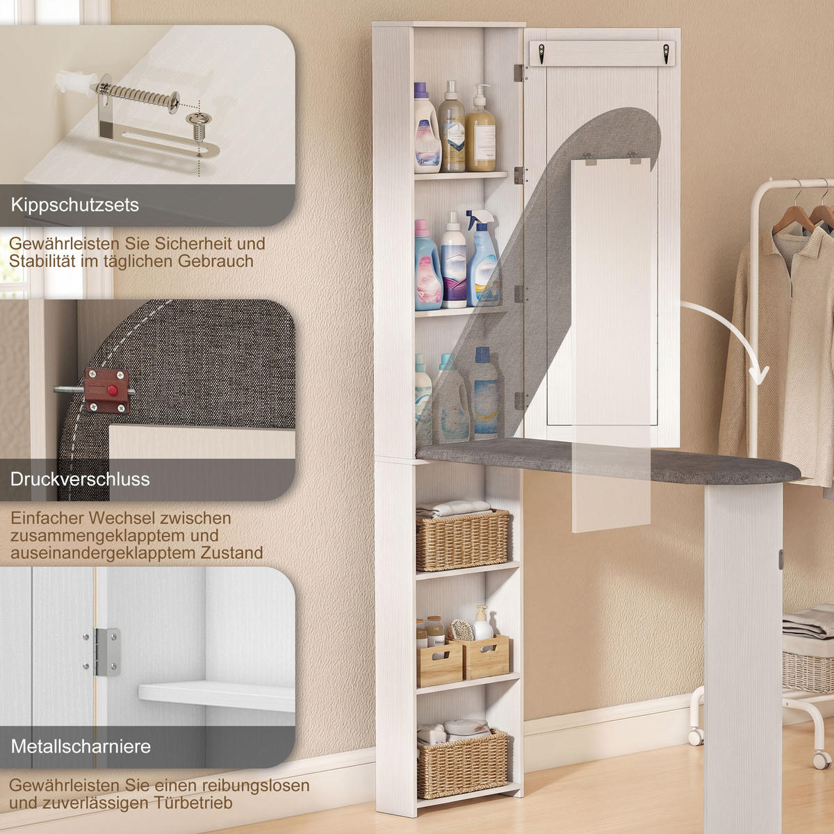 BÜGELBRETTSCHRANK DE-09593 Weiß - Weiß, Holzwerkstoff (106/174/35cm) - ComfortXL