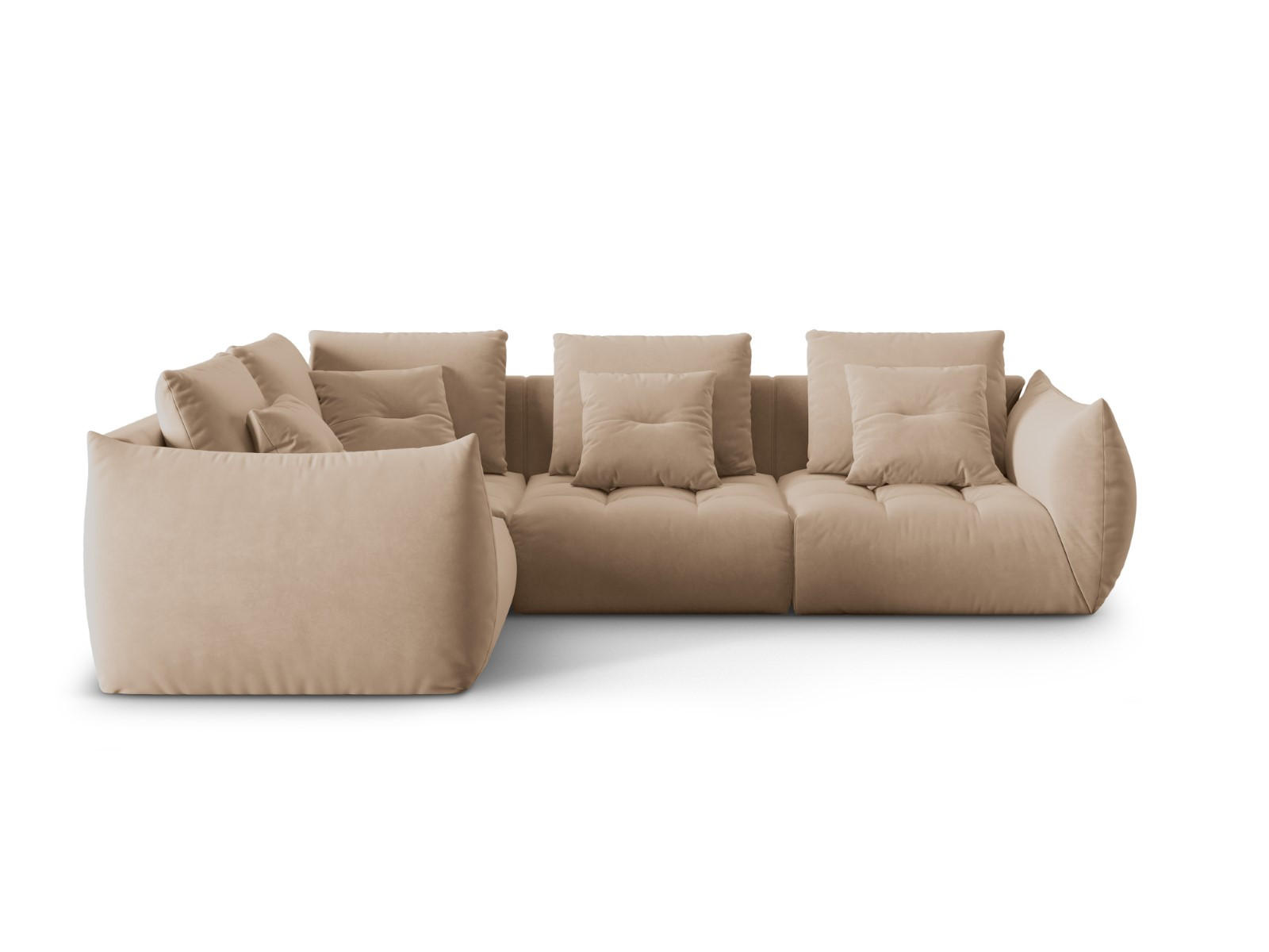ECKSOFA modular links Bloom aus Samt sandfarben 3 Sitzplätze - Sandfarben, Textil (216/316cm) - Micadoni