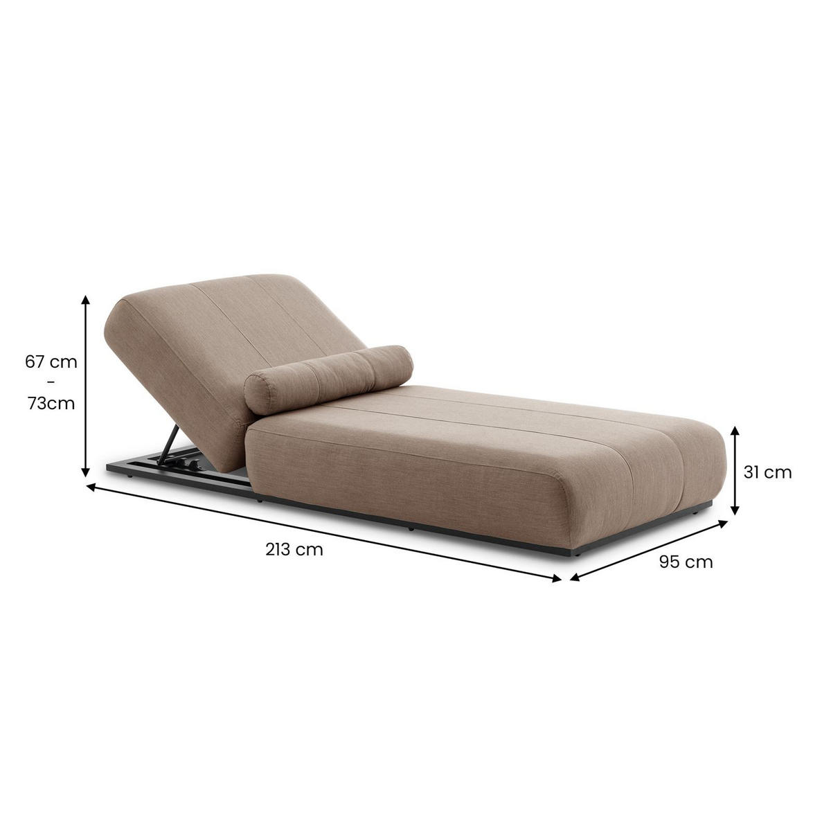 SONNENLIEGE TROPEA beige, schwarz - Beige, Kunststoff (213/32/91cm) - IDIMEX