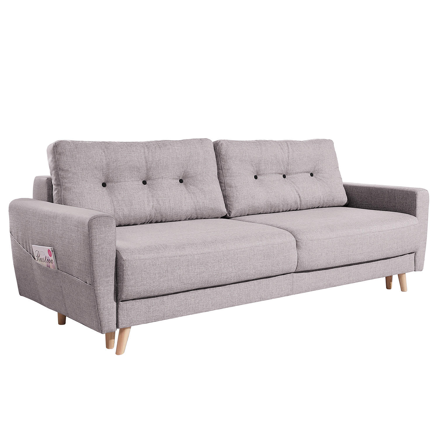 3-SITZER SOFA - Hellbraun/Hellrosa, Textil (220/90/90cm) - home24