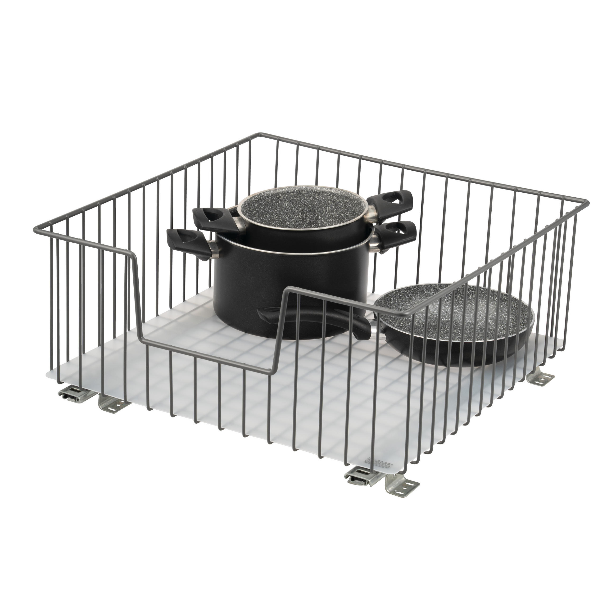 SCHRANK-KORBAUSZUG 50 cm mit Einlegeboden, grau - Grau, Metall (50/23/50.5cm) - bremermann