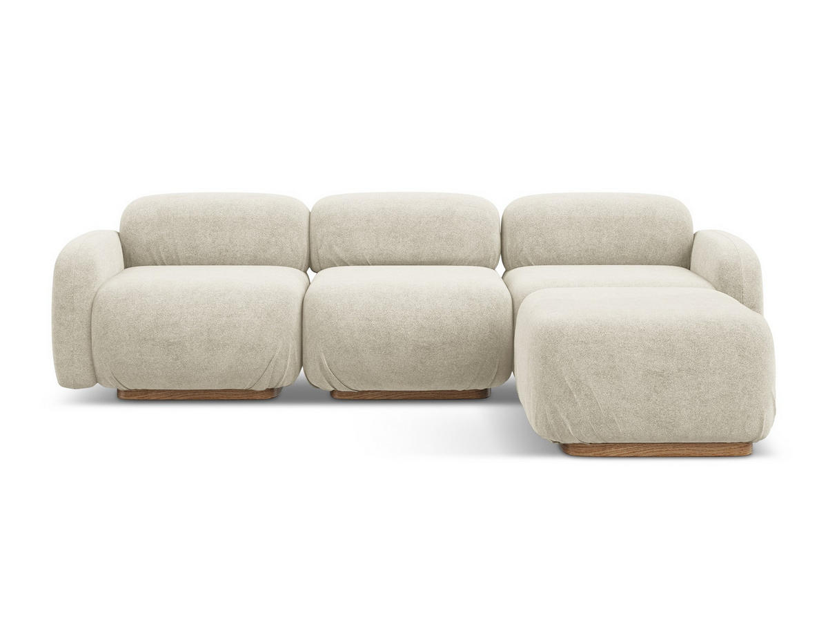ECKSOFA Beidseitig Bouclé Stoff Beige - Beige/Creme, Holz/Textil (270/190cm) - Makamii