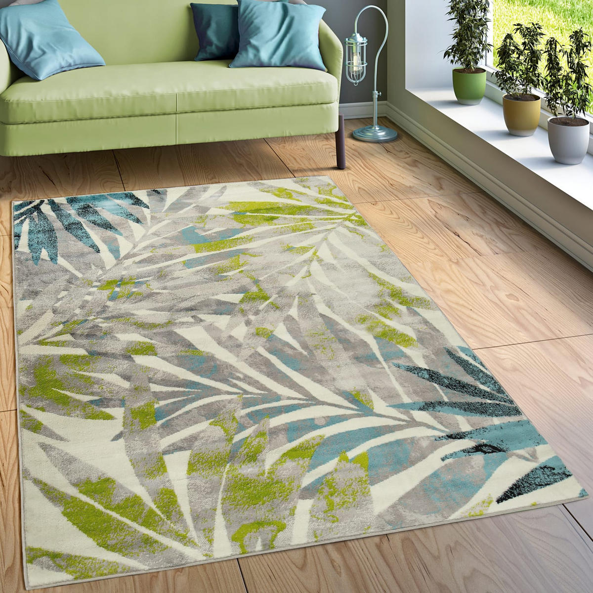 KURZFLORTEPPICH, mit Blätter-Motiv, Mehrfarbig, 80 x 150 cm - Multicolor, Textil (80/150cm) - KADIMA DESIGN