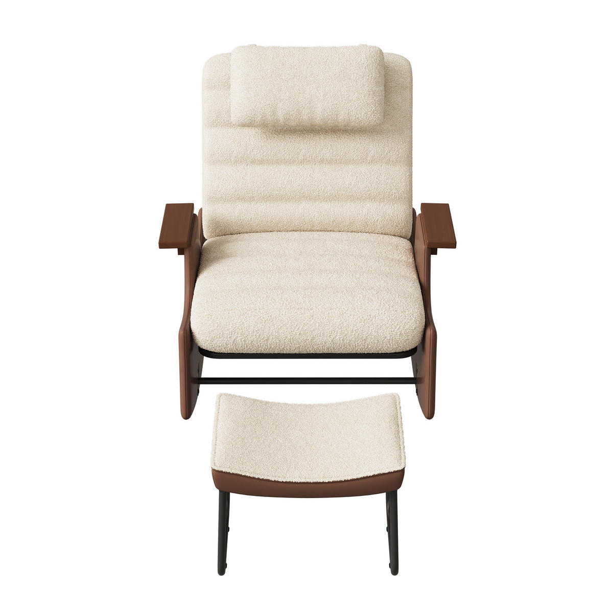SCHAUKELSTUHL 3-stufig verstellbar Nackenstütze - Beige, Holz (51.5/81/81.5cm) - SHOPENTRA