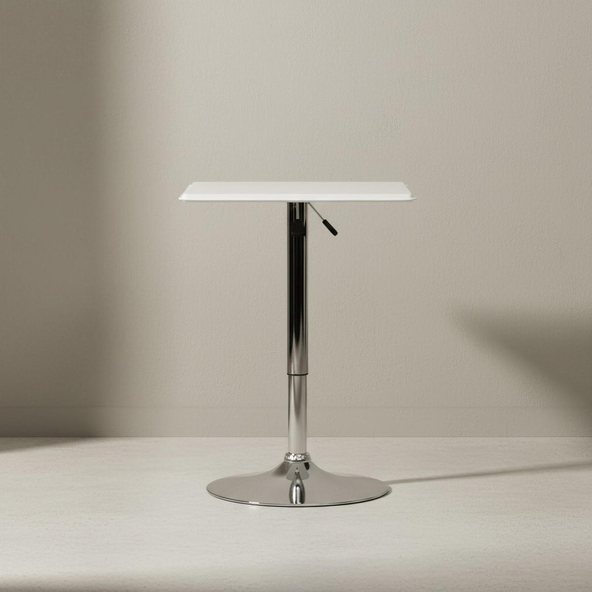 STEHTISCH – Weiß, 63x63 cm, Lederoptik, höhenverstellbar, drehbar, Chromgestell - Silberfarben/Weiß, Kunststoff/Textil (63/83/63cm) - KADIMA DESIGN