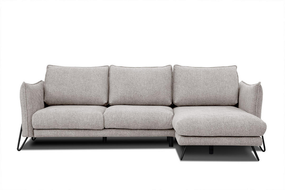 ECKSOFA HOSTEN 4-Sitzer, beige - Beige/Schwarz, Holzwerkstoff/Textil (269/158cm) - Courtois Laville