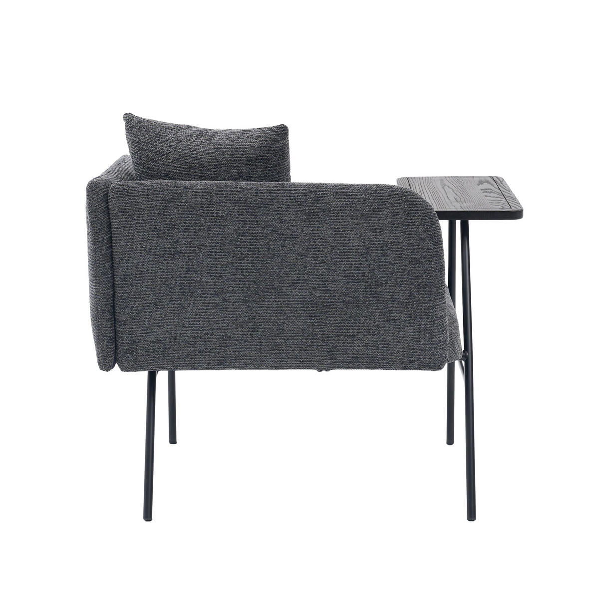 SESSEL mit Beistelltisch und Staufächern, DE-42265, Dunkelgrau - Dunkelgrau, Metall (86/71/72cm) - ComfortXL