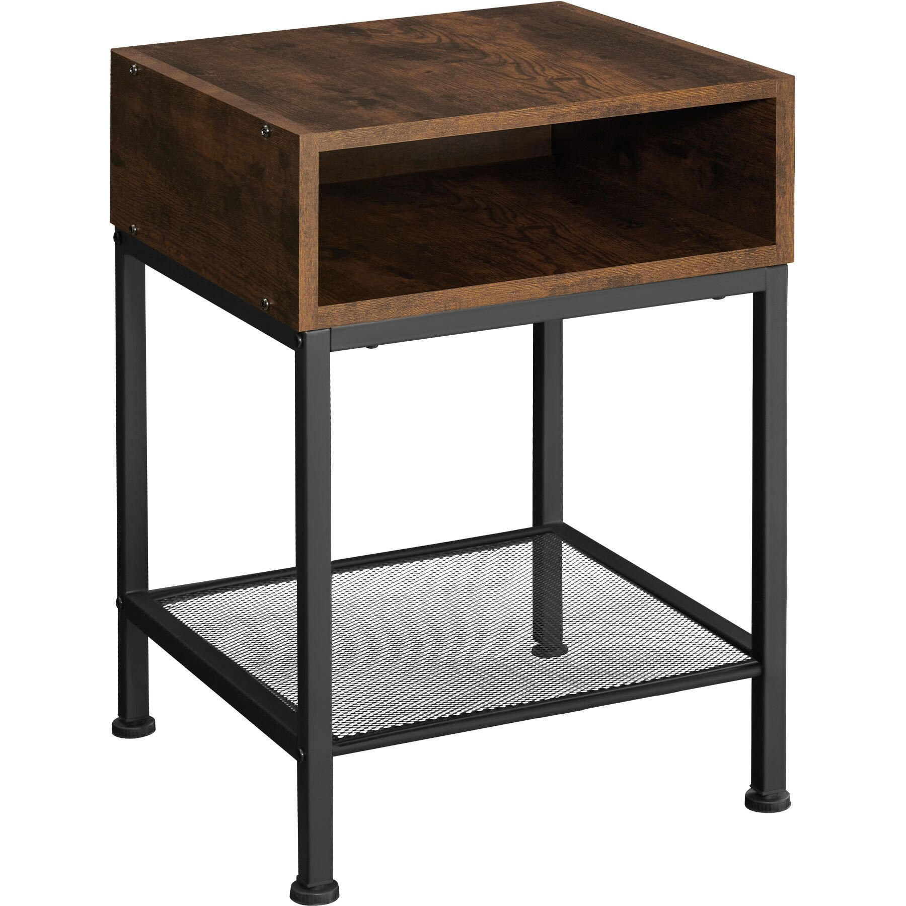 NACHTSCHRANK Harlow,40,5 x 40,5 x 59 cm,Industrial Holz dunkel, rustikal - Rostfarben, Holzwerkstoff (40.5/59/40.5cm) - tectake