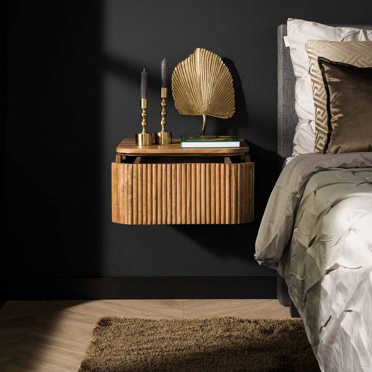 NACHTTISCH Wave Braun 40/45/21 cm - Braun, Holz (45/21/40cm) - Hoyz Collection