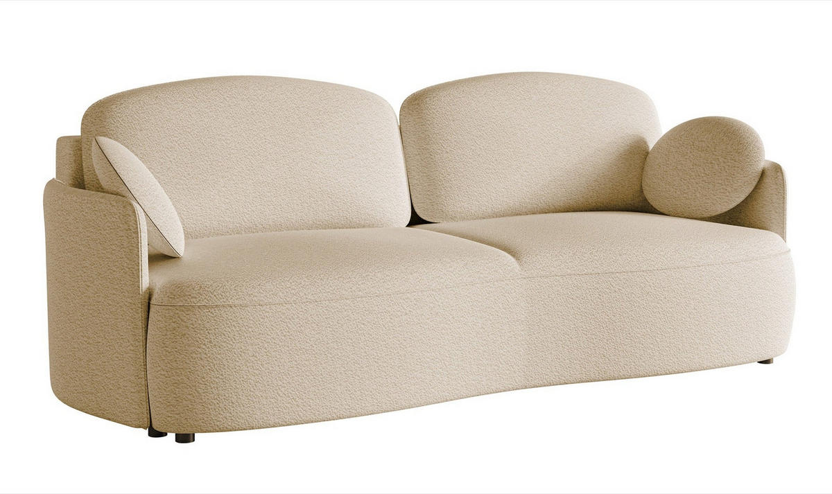 SOFA Raviolo Hellbeige mit Bouclé-Bezug - Ecru/Schwarz, Kunststoff/Textil (230/95/103cm) - Selsey