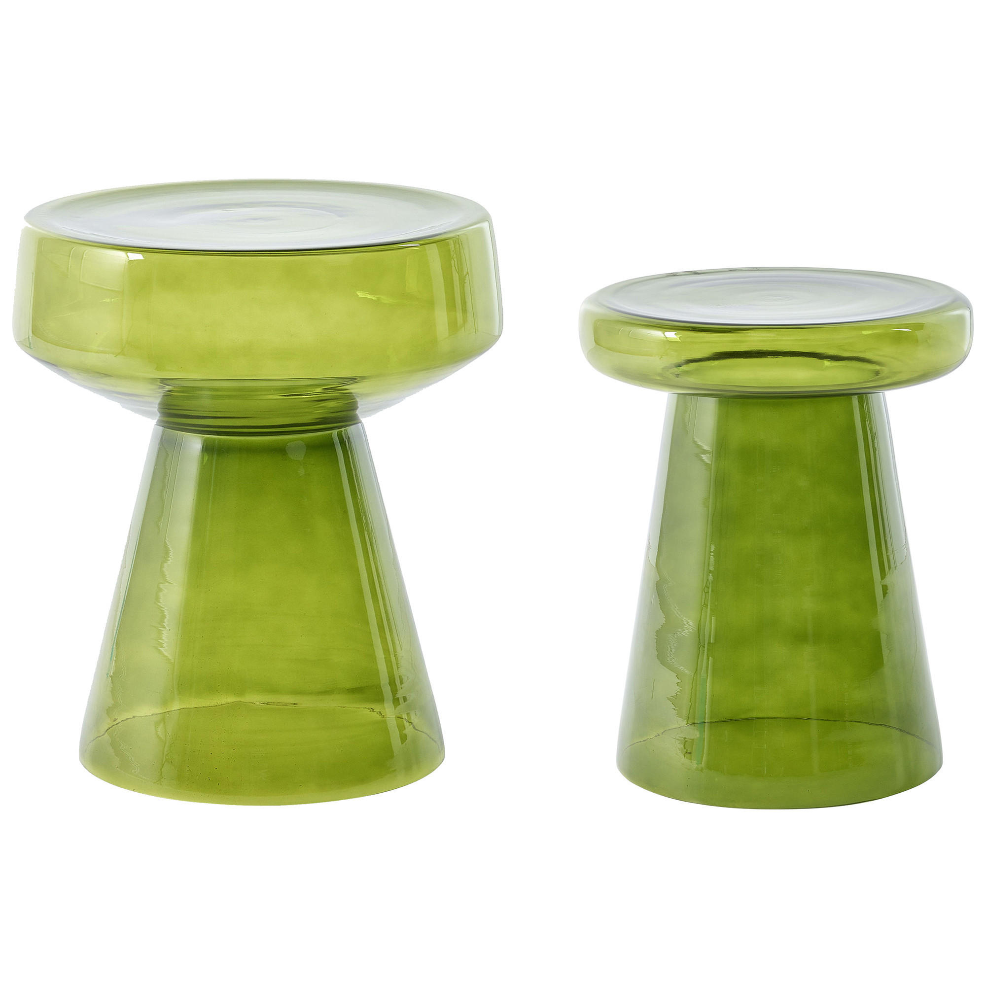 BEISTELLTISCH 2er-Set Glas Grün - Grün, Glas (39/39/43cm) - Beliani