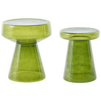 BEISTELLTISCH 2er-Set Glas Grün - Grün, Glas (39/39/43cm) - Beliani