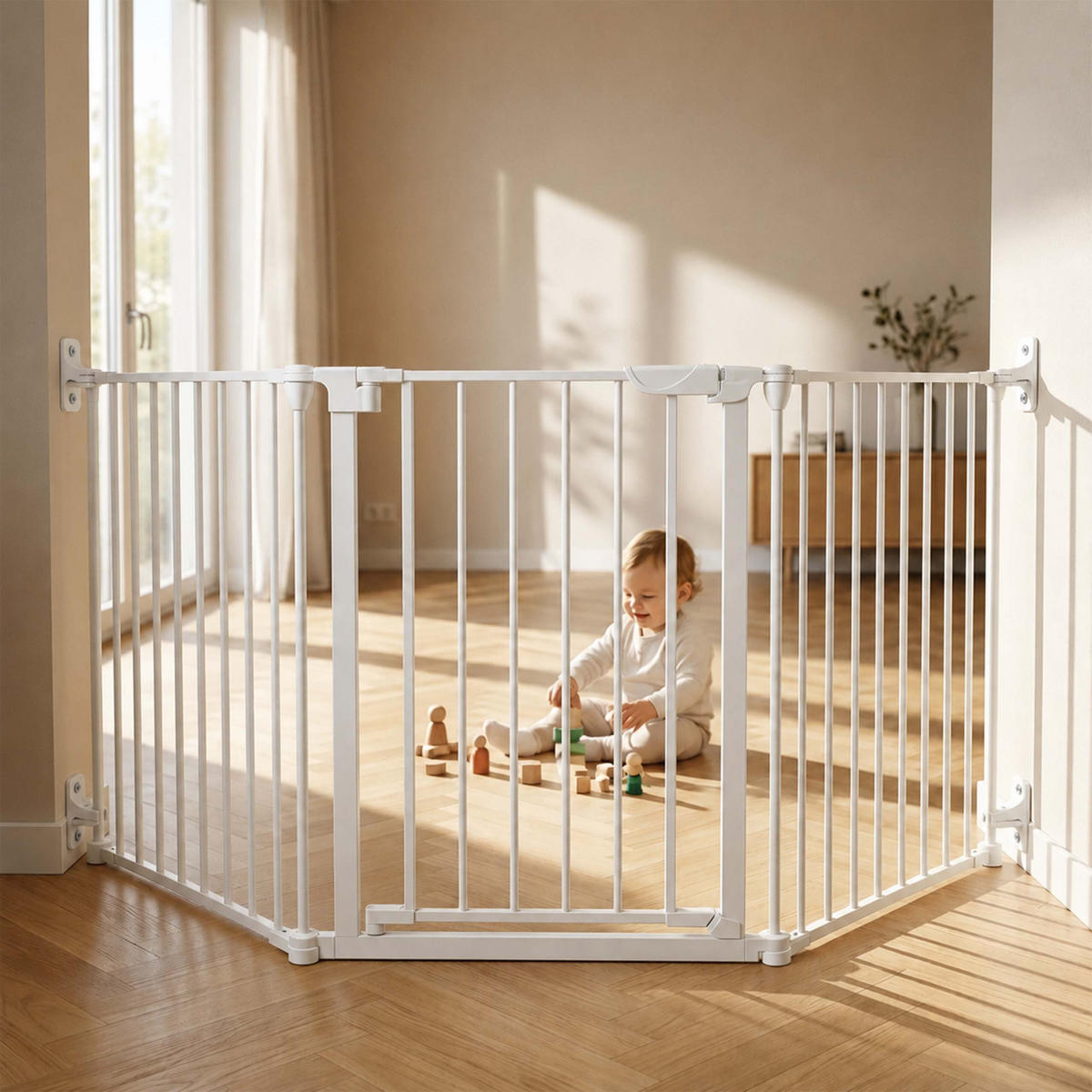 BRÁNKA Biela 3-dielna sada nástenná montáž s dvierkami oceľ - biela, kov/plast (180/3cm) - Relaxdays