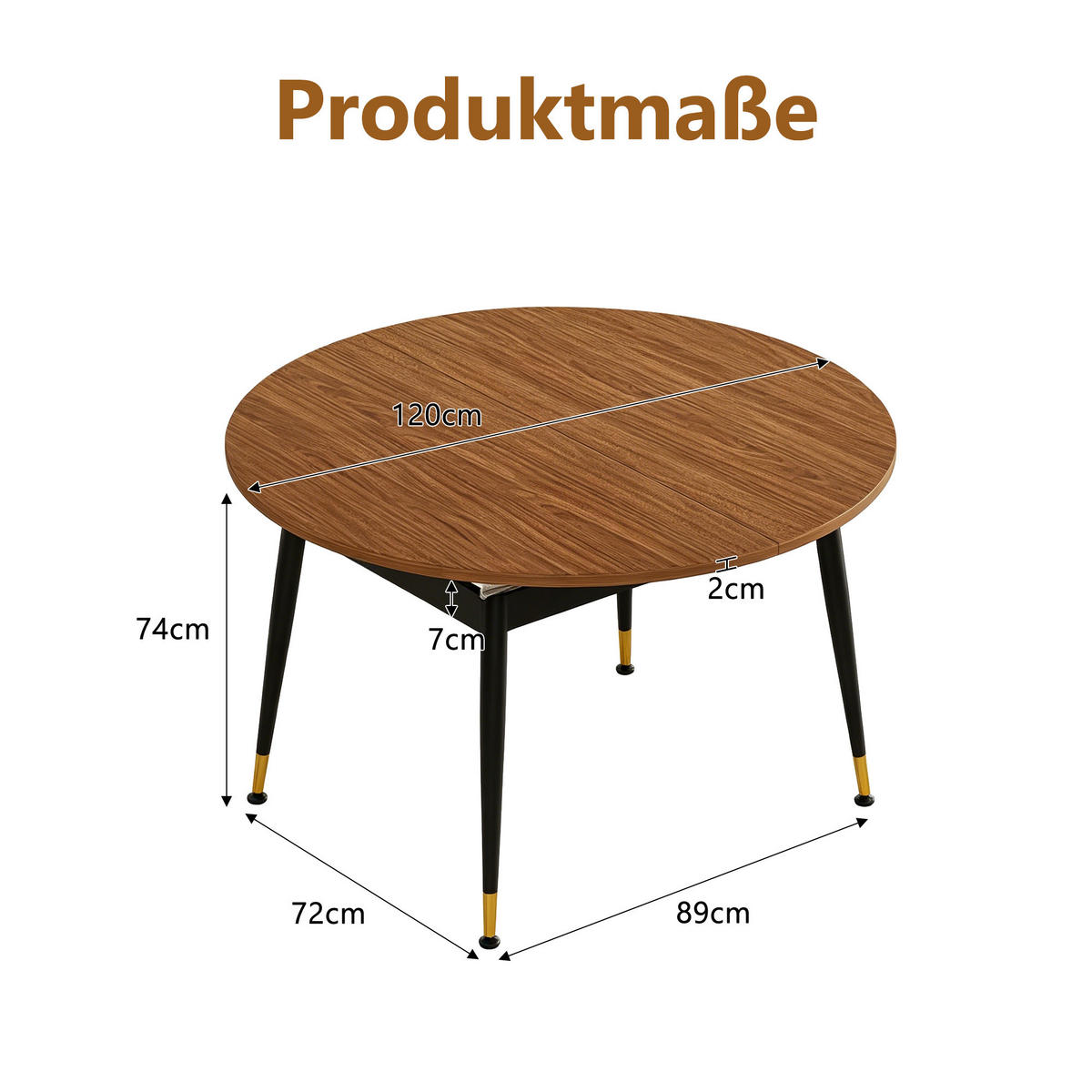 AUSZIEHTISCH Walnussoptik Schwarz 160-200/120/74 cm - Schwarz, Holz (120/200/73.66cm) - PANGIVO