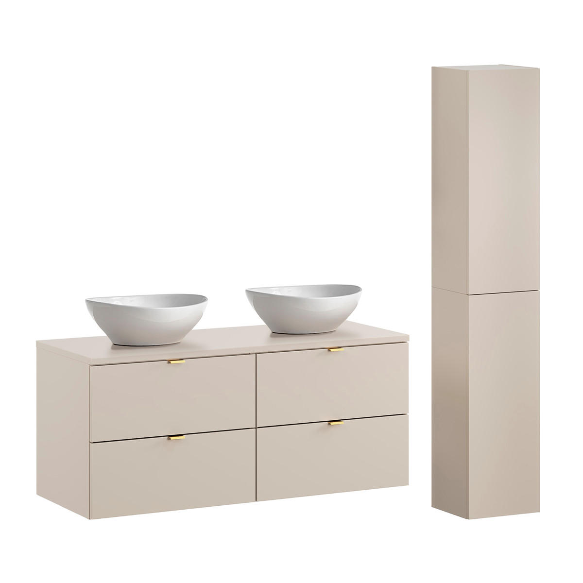 BADMÖBEL 120.6cm Azel 2er-Set Kaschmir - Beige, Holzwerkstoff (120.6/52/46cm) - Petits-meubles
