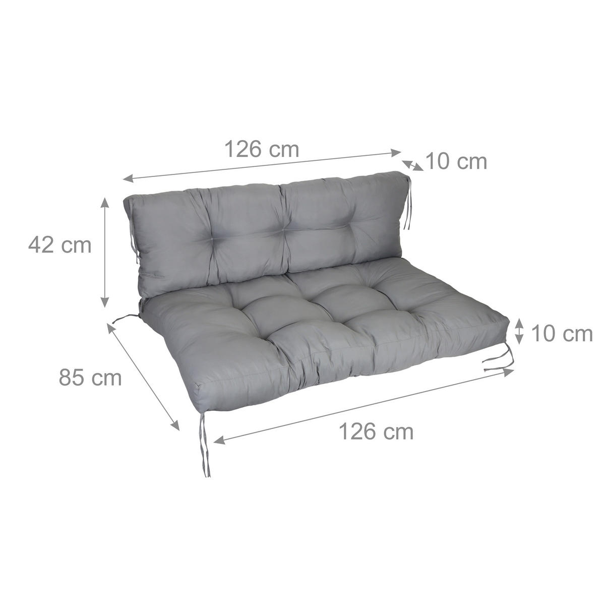 BLAZINE-SET za palete - siva, umetna masa/tekstil (80/12/120cm) - Relaxdays