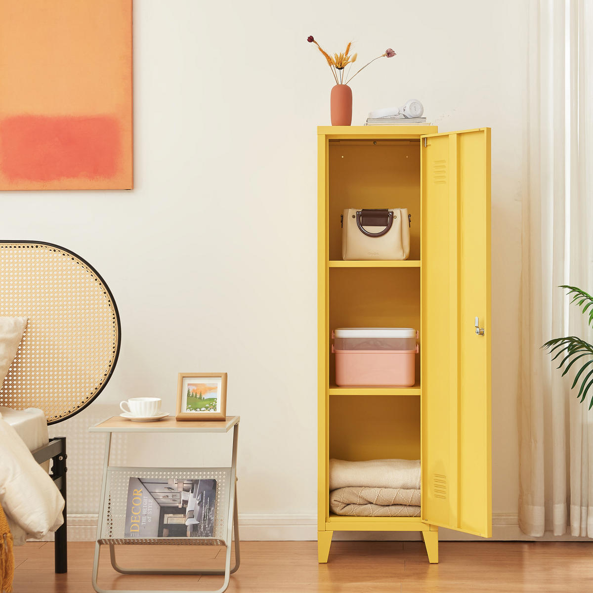 EINZELSPIND Kurikka - Gelb, Metall (38/137/38cm) - [en.casa]