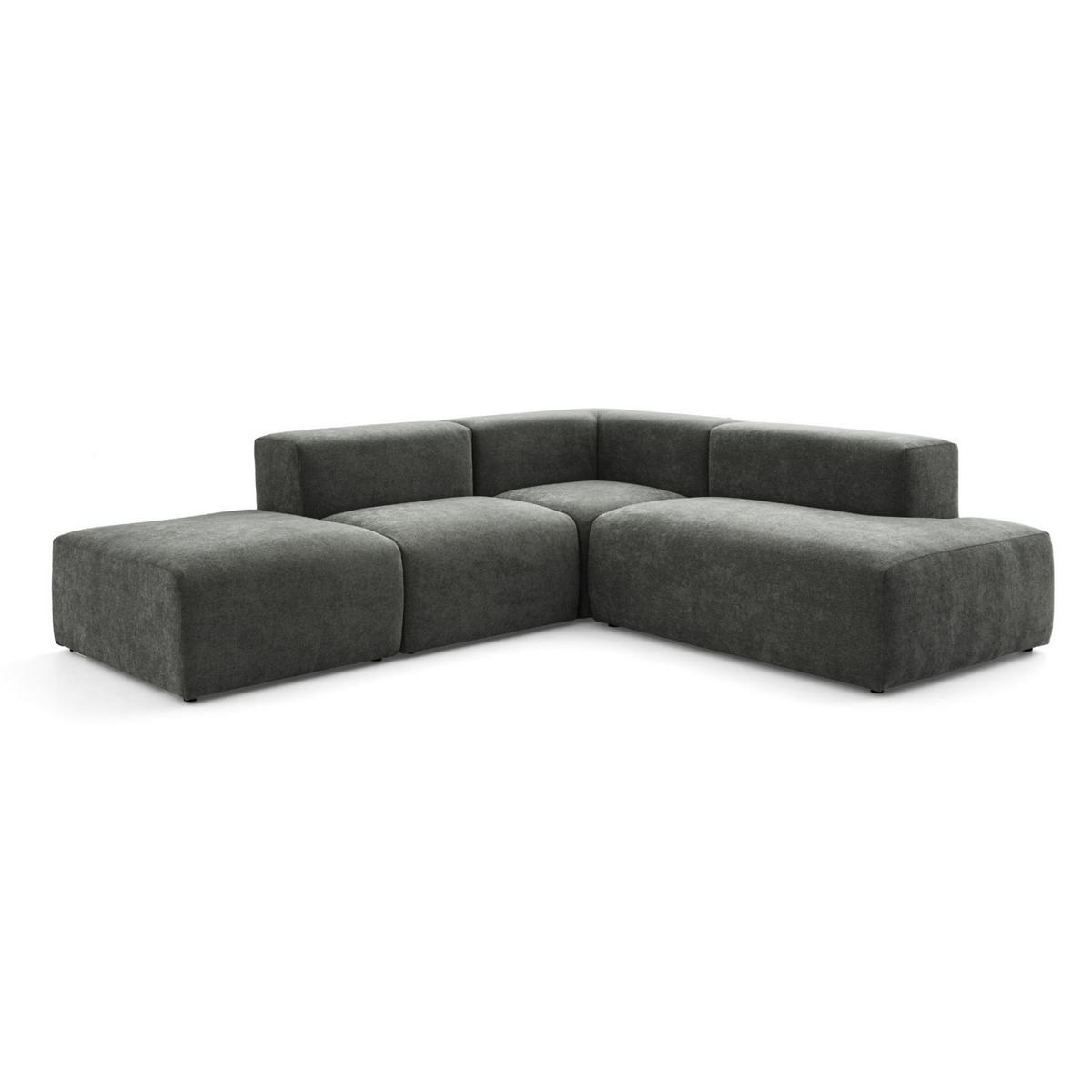 4-SITZER modulares Ecksofa HEAVEN SET 3 Rechts, Breite 270 cm Webstoff Dunkelgrau - Dunkelgrau/Schwarz, Holz/Kunststoff (270/245cm) - Muffo