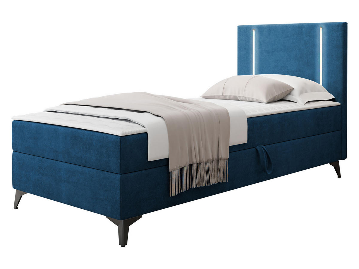 BOXBETT Ono 1, Setite: Rechts - Blau/Schwarz, Holz/Textil (90/200cm) - MIRJAN24