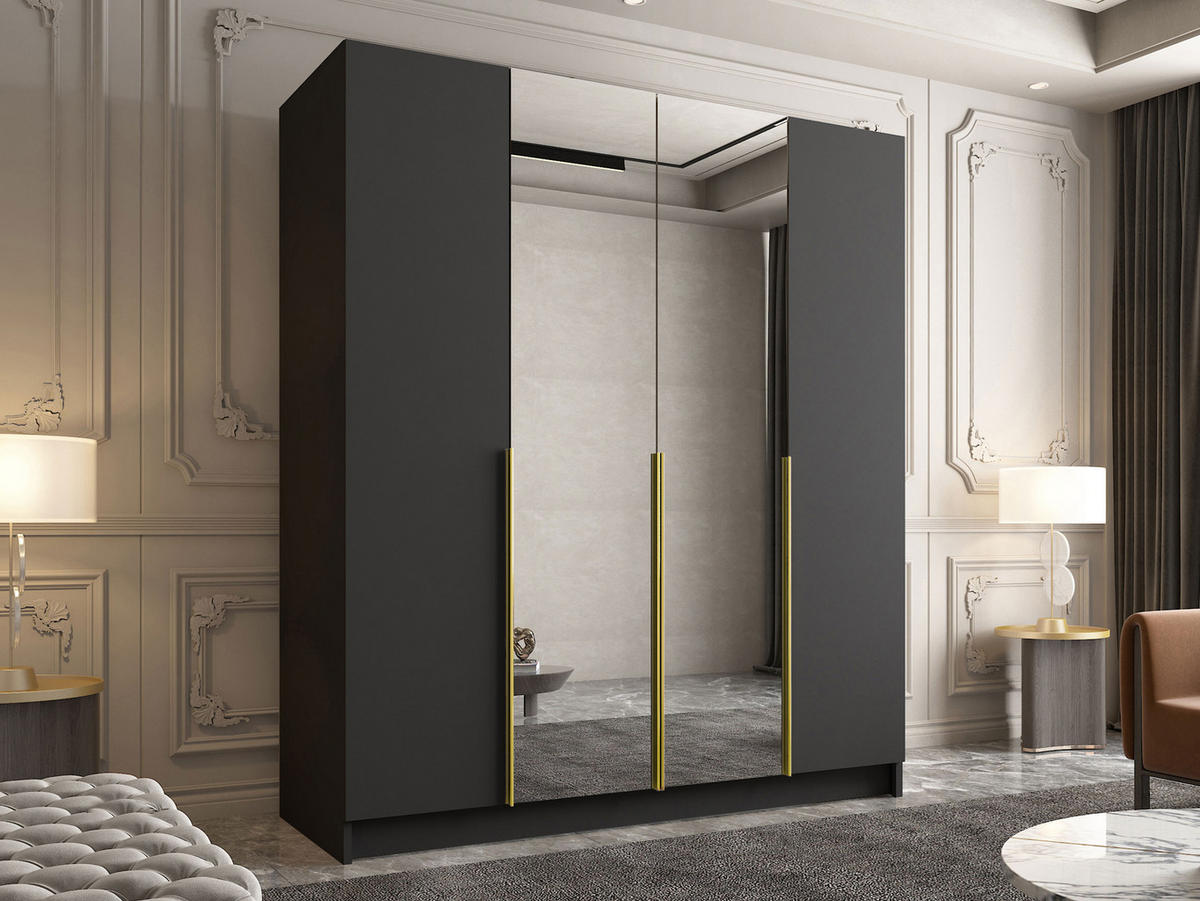 KLEIDERSCHRANK Santi II - Goldfarben, Holzwerkstoff/Metall (200/215/58cm) - MIRJAN24