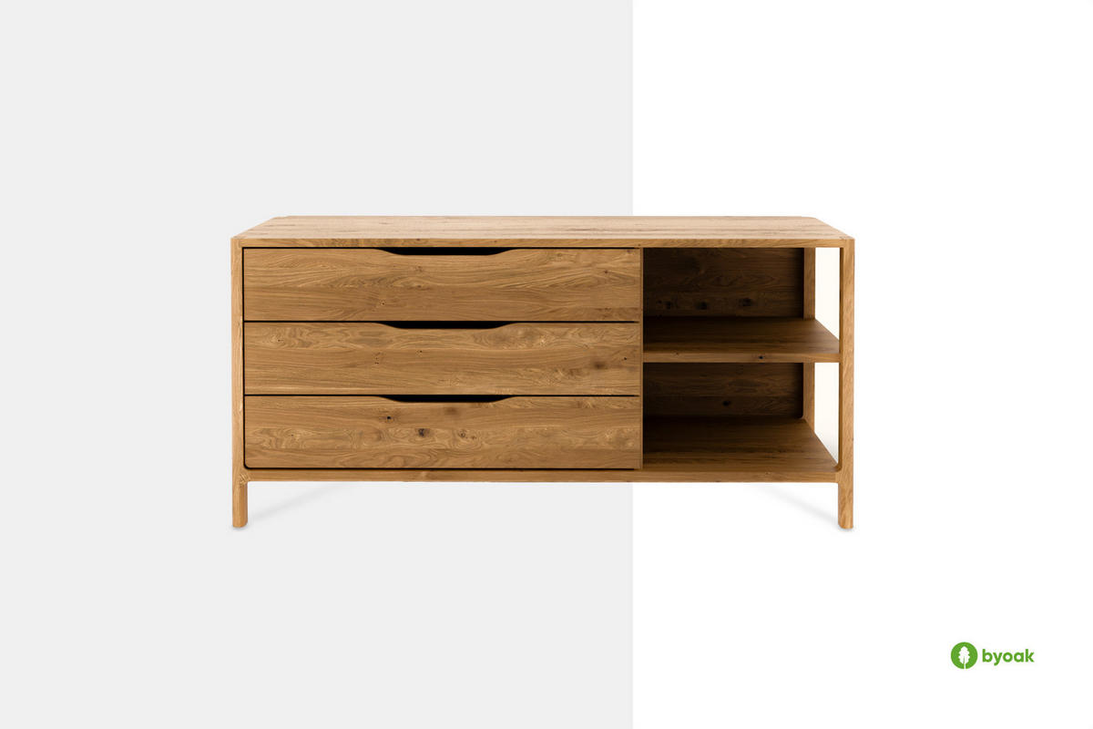 KOMMODE PAUL - Wildeiche, Holz (140/64/50cm) - byoak