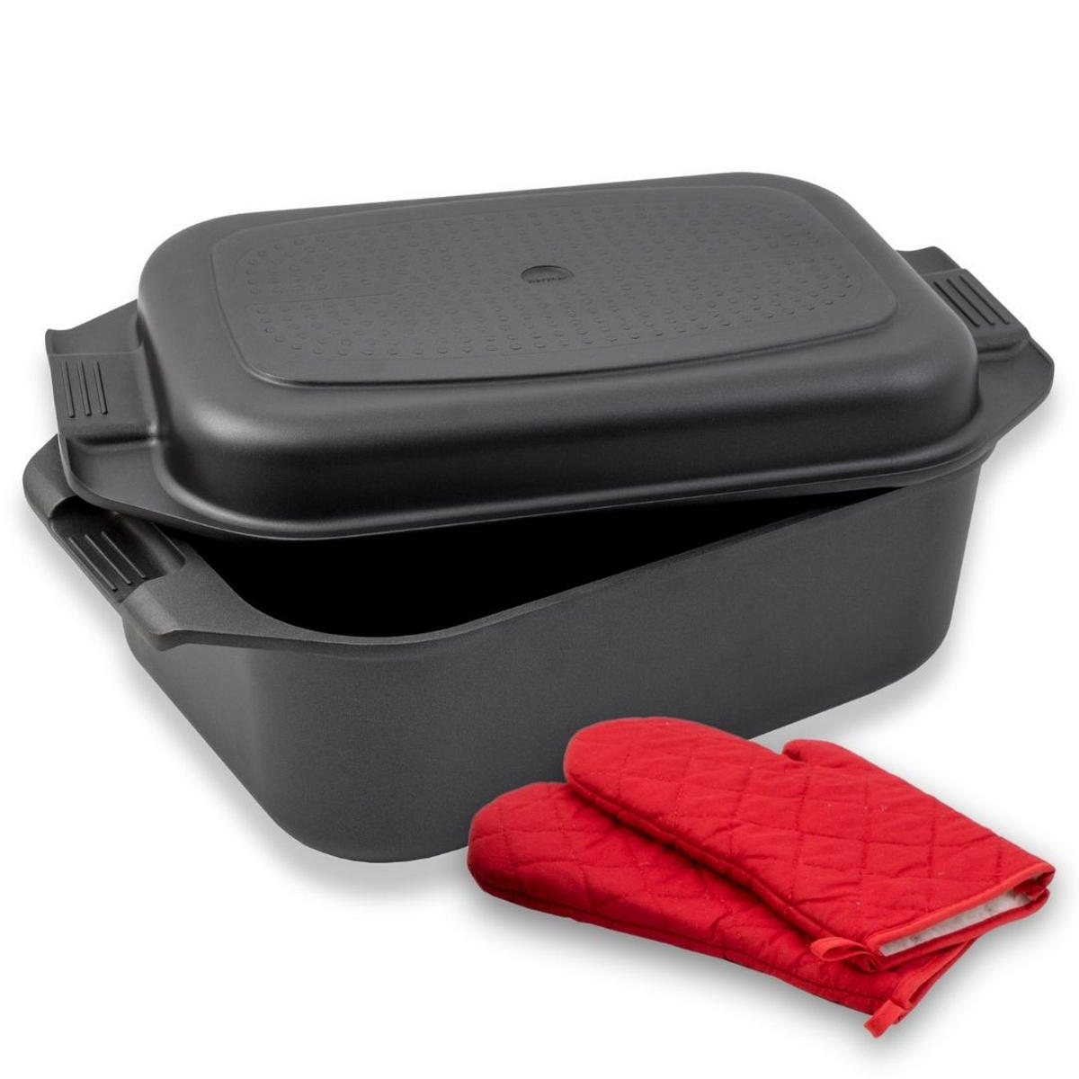 BRÄTER 2in1, Aluguss, Induktion, 8,7 Liter, Induktion, inkl. Topfhandschuhen - Schwarz, Metall (42/25.5/12cm) - Karcher