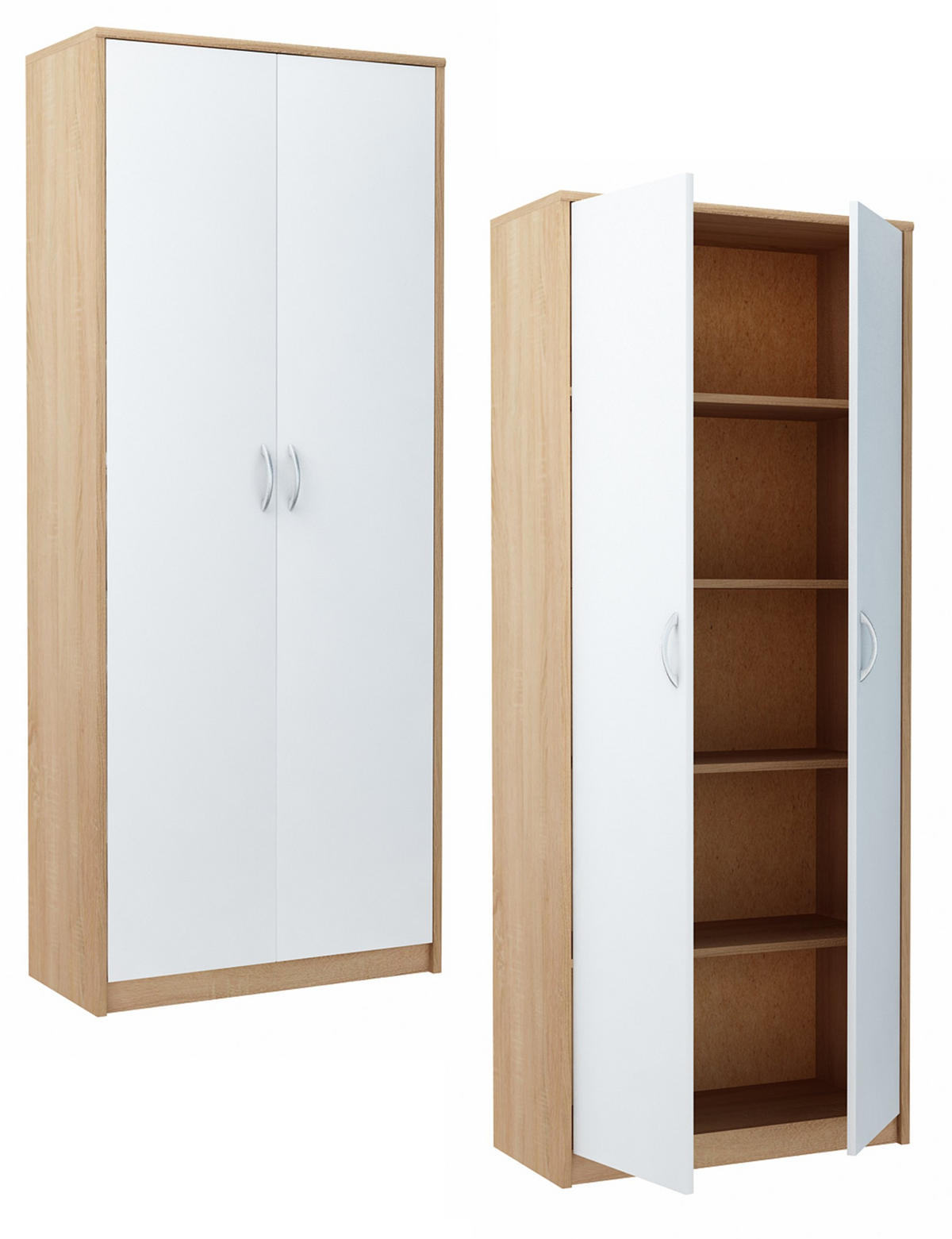 BÜCHERREGAL R5 Sonoma Eiche-Weiß 74/35/180 cm 2 Türen - Weiß/Sonoma Eiche, Holzwerkstoff (74/180/35cm) - Matkam Möbel