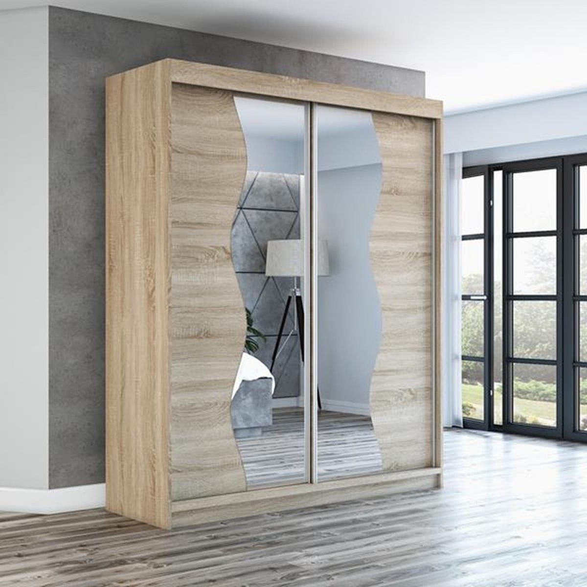SCHWEBETÜRENSCHRANK 180 CM RIMA Farbe: Sonoma / sonoma / sonoma - Braun, Holzwerkstoff (180/215/59.5cm) - A&J MöbelLand