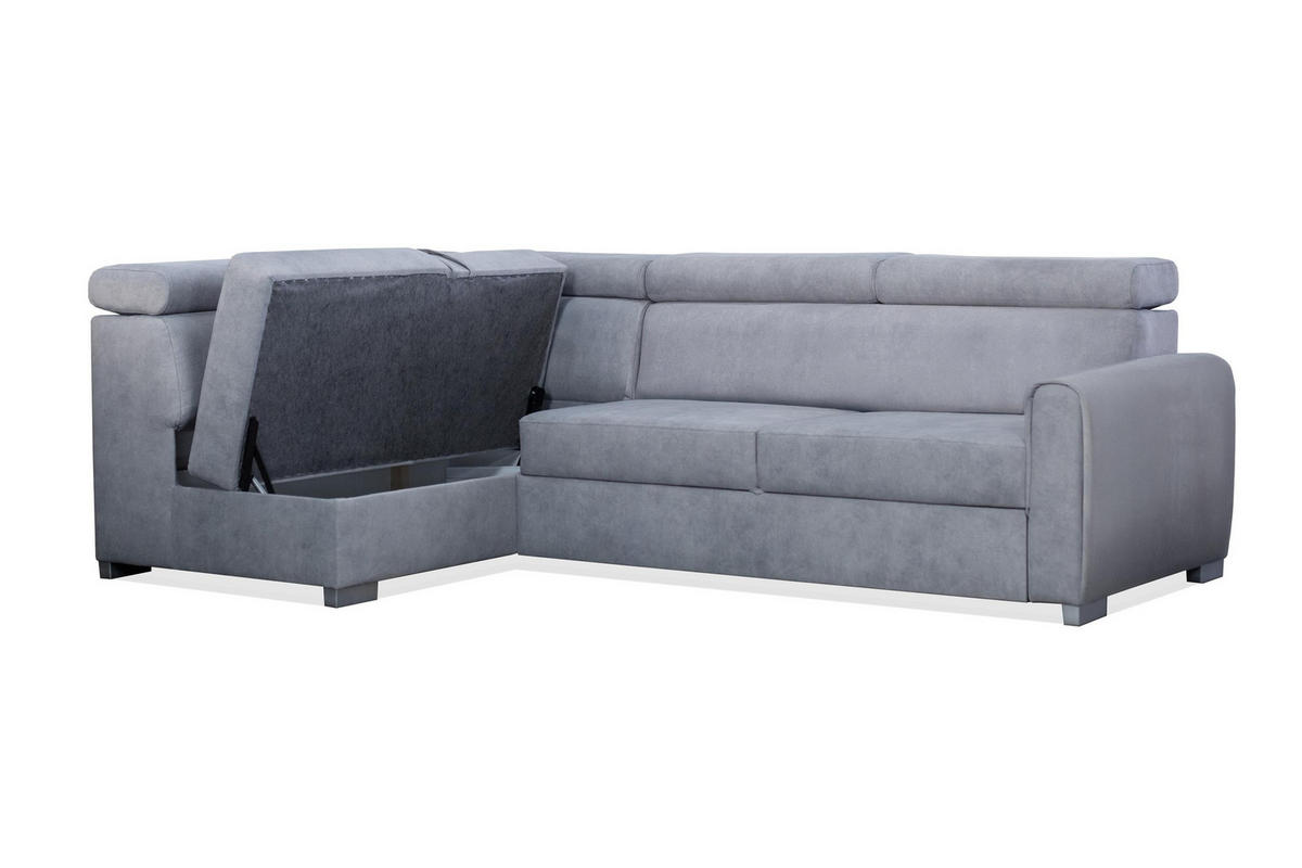 ECKSOFA Covo Braun, mit Bettzeugablage und verstellbaren Kopfstützen, linke seite - Braun, Holzwerkstoff (253/156cm) - Bettso
