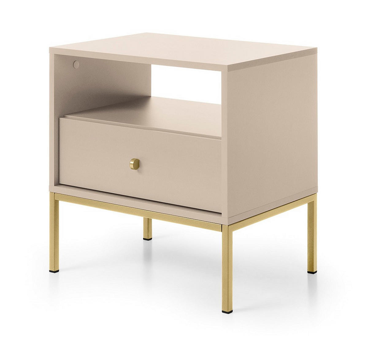 NACHTTISCH Beige Monako Mit Goldenem Gestell - Beige/Goldfarben, Holzwerkstoff (53.6/56.2/39cm) - Sepro Meble