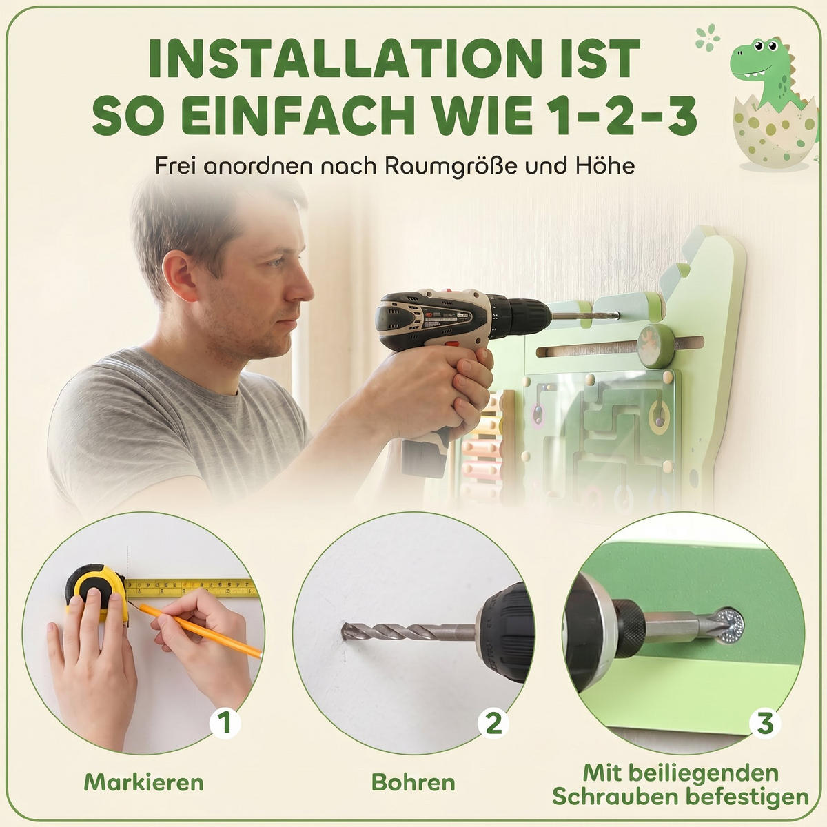 BUSY-BOARD MDF Sperrholz Grün - Grün, Holzwerkstoff (52/5.5/87cm) - AIYAPLAY