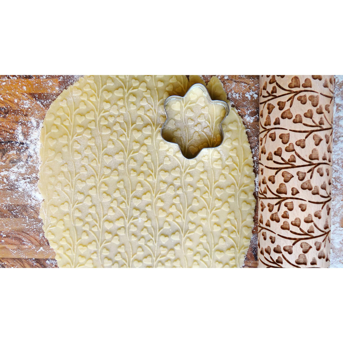 TEIGROLLE Spring Hearts, groß, 43 cm, Buchenholz - Braun, Holz (43cm) - Folkroll