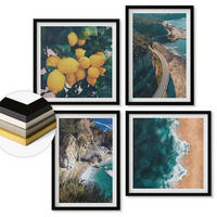 WANDBILDER 4er-Set - 50x50 cm & 40x60 cm Schwarzer Rahmen - Meerstrand Zitronen Berge - Schwarz, Kunststoff (50/50cm) - ArtPrintCave