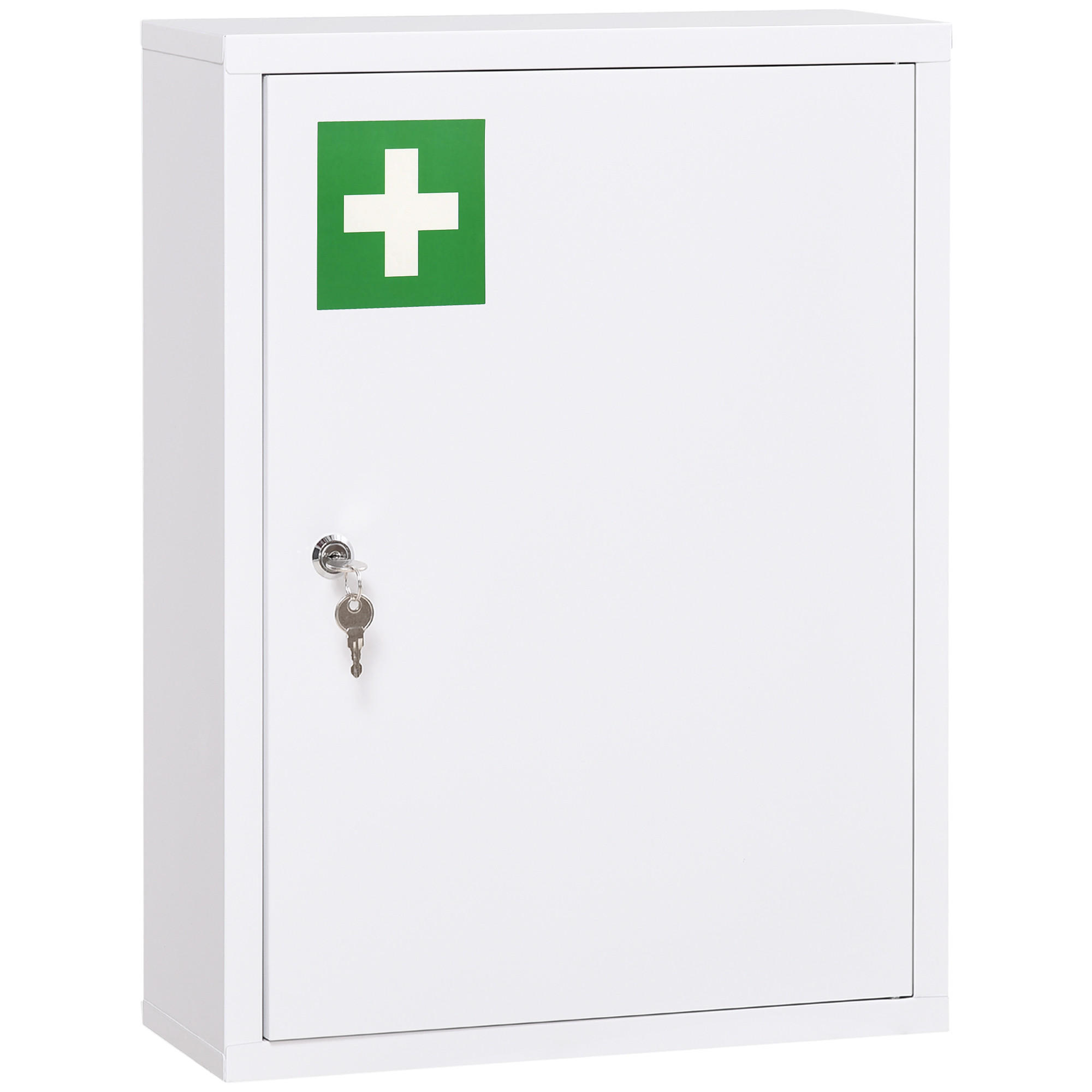 MEDIZINSCHRANK mit 3 Fächern, 3 Schlüsseln, Stahl, Weiß - Weiß, Metall (15/53.5/40cm) - Kleankin