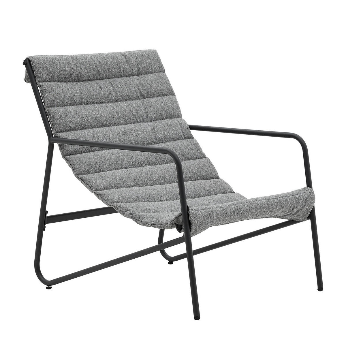 BALKONSET - 3-teilig - Stahl / Bouclé - Anthrazit, Textil/Metall - home24