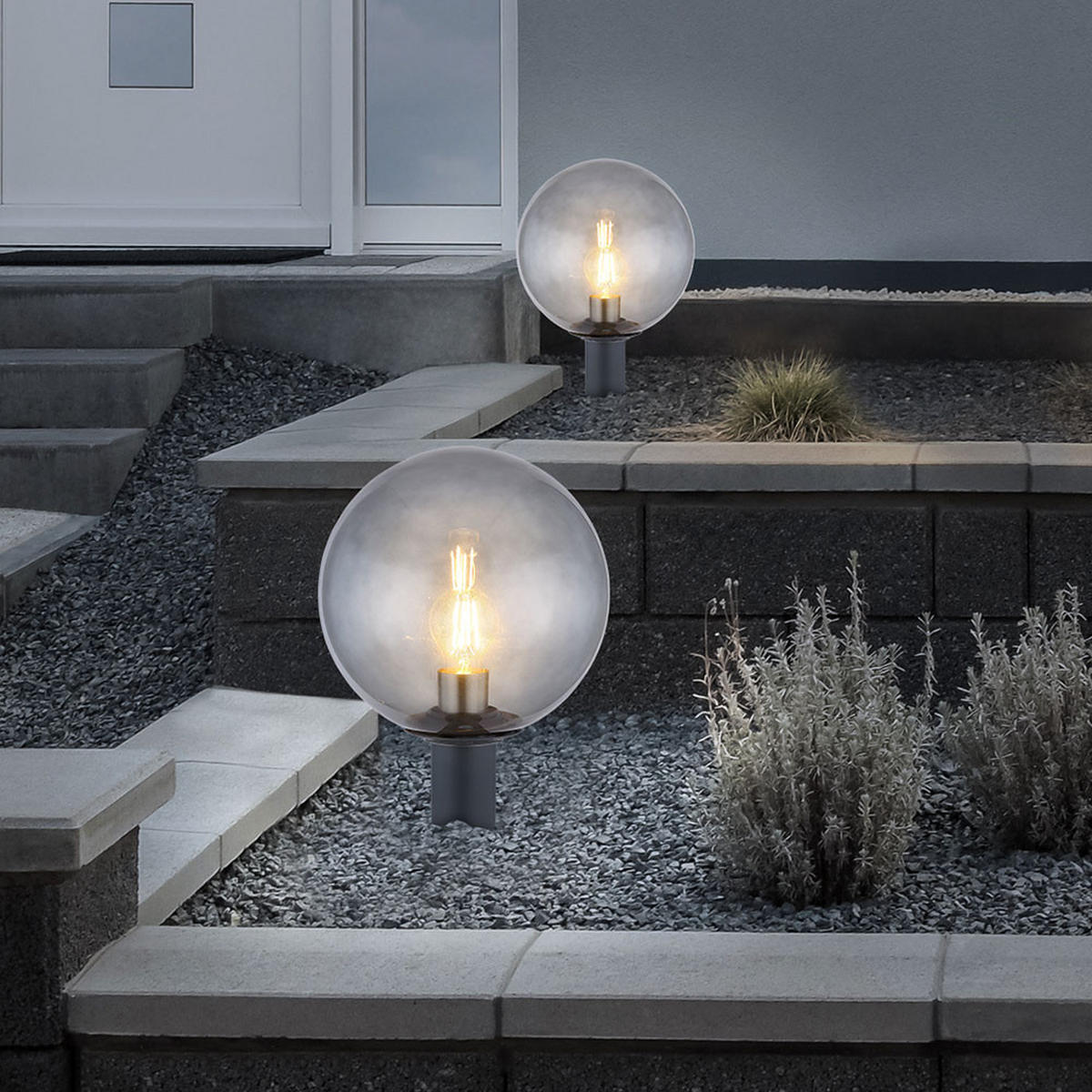 LED AUSSENLEUCHTE Grau Rauchoptik - Grau, Glas (38/25/38cm) - Globo Lighting