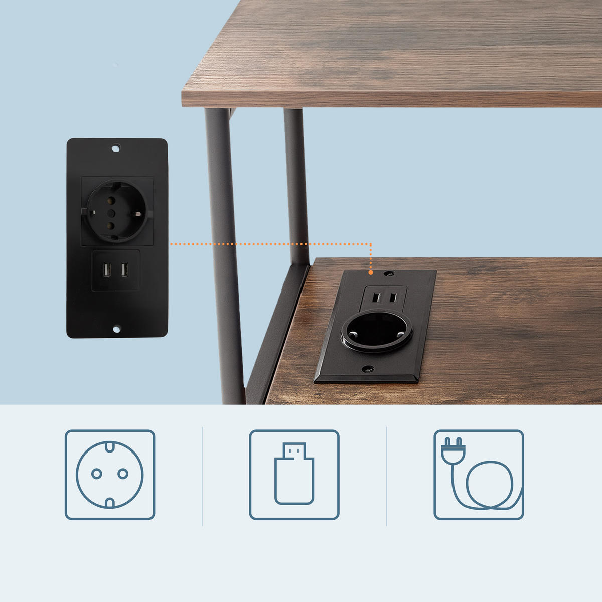 BEISTELLTISCH - Dunkelbraun, Holzwerkstoff/Metall (18/18/58cm) - Relaxdays