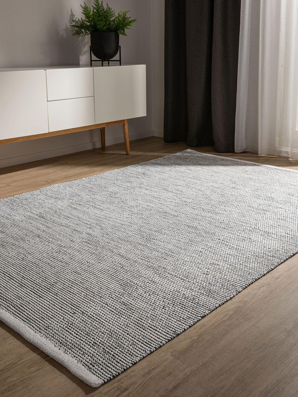 BAUMWOLLTEPPICH Ron handgewebt 240x340 cm - Schwarz, Naturmaterialien/Textil (240/340cm) - benuta