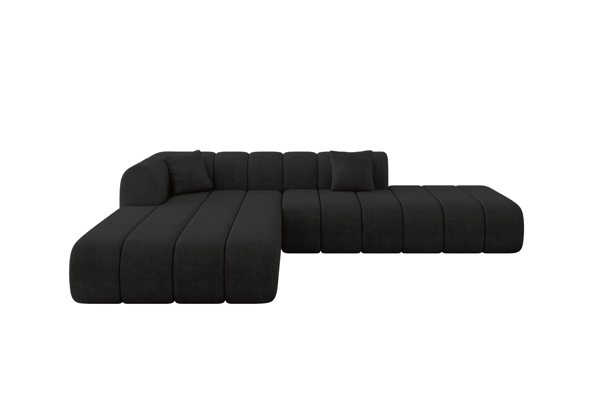 ECKSOFA Ottomane Links BILA-L 289x176x71 Schwarz Samt - Schwarz, Holzwerkstoff/Kunststoff (176/289cm) - ALTDECOR