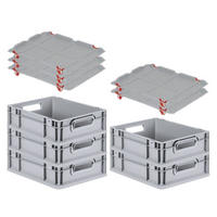 EUROBOX 5x Nextgen Economy Mit Auflagedeckel Grau/Rot Griffe Offen 11 Liter - Rot, Kunststoff (30/12/40cm) - PROREGAL