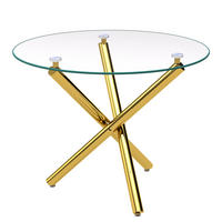 ESSTISCH mit Glasplatte & Goldchrom-Gestell, Einheitsgröße / Glas + Metall - Goldfarben, Glas/Metall (80/80/76cm) - EVRYAE