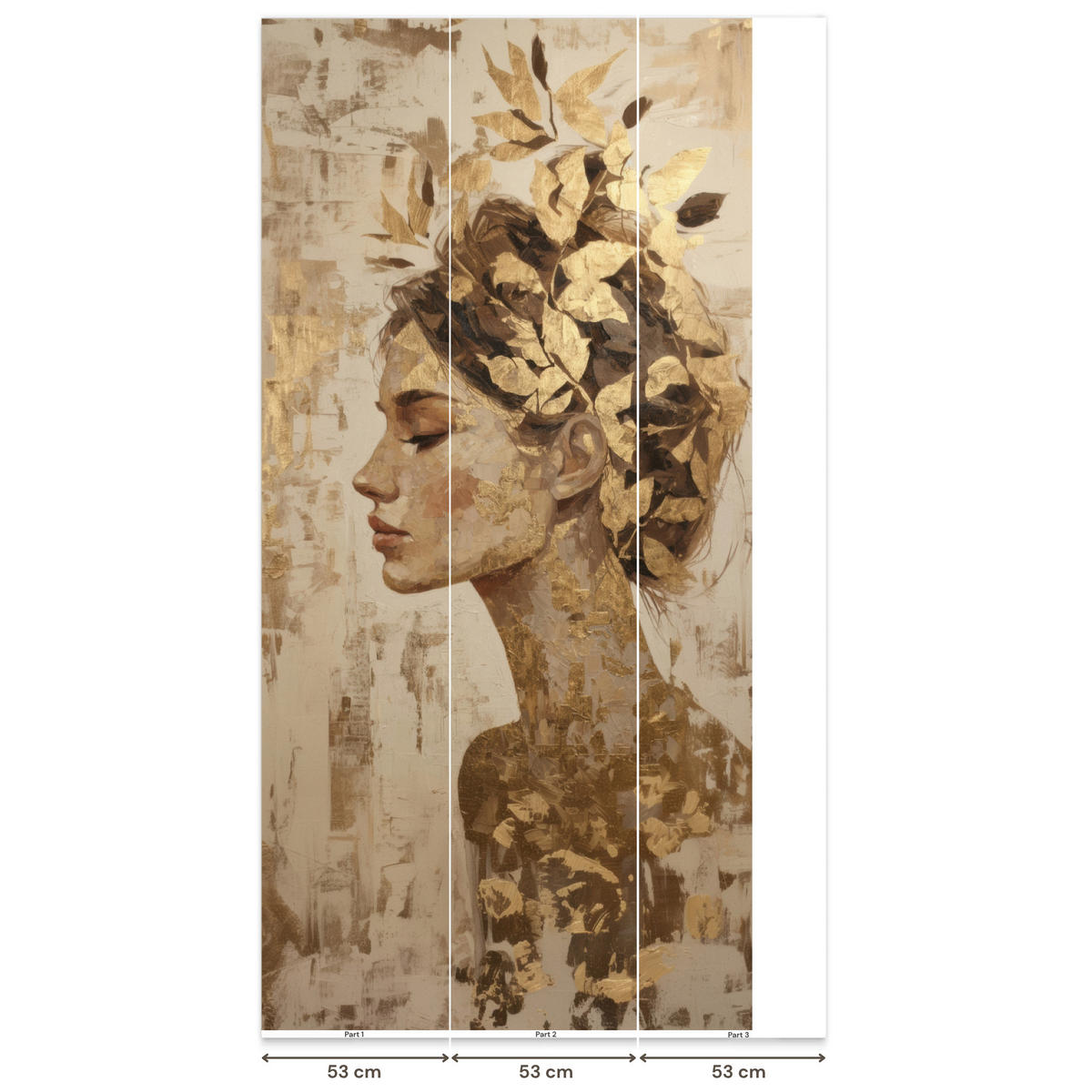 TAPETE - Frau - Gold - Abstrakt - Textur - 140x280 cm - Goldfarben, Papier (140/280cm) - OnlyWow