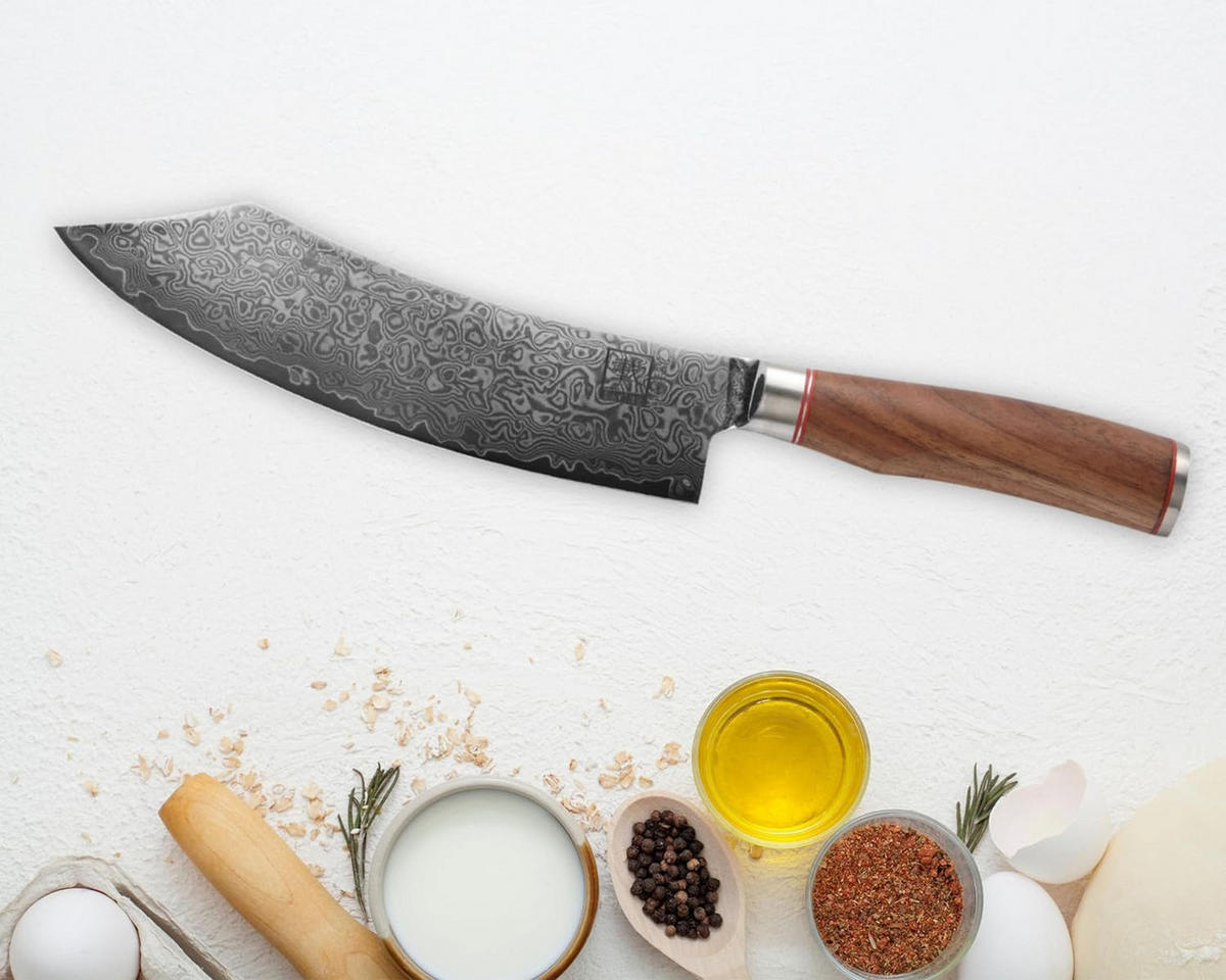 BLOCKMESSER 20 cm - Nussbaumfarben, Holz/Metall (34cm) - Zayiko