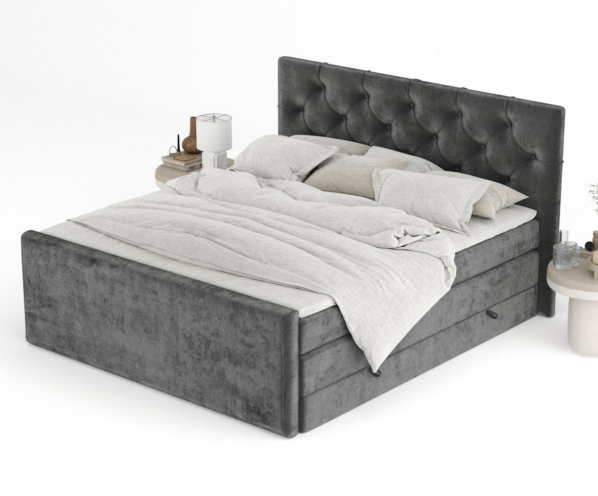 BOXSPRINGBETT Hugo Anthrazit 200/200 cm - Anthrazit/Schwarz, Holz/Holzwerkstoff (200/200cm) - Maison de Reve