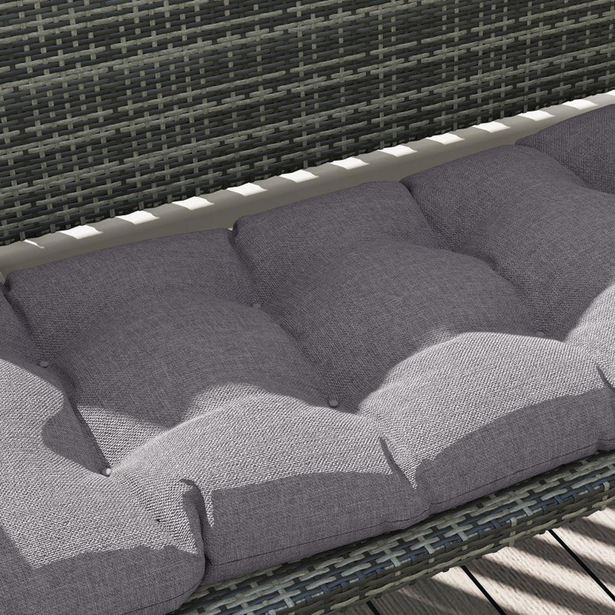 BANKAUFLAGE aus Polyester 105x46x12,5 cm in Grau mit Befestigungsbändern - Grau, Textil (46/12.5/105cm) - Modfu