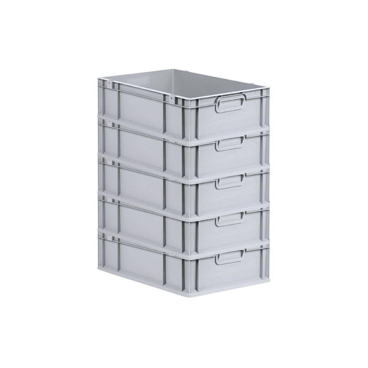 EUROBOX 5x Nextgen Economy Mit Scharnierdeckel Grau/Schwarz Griffe Geschlossen - Schwarz, Kunststoff (40/17/60cm) - PROREGAL